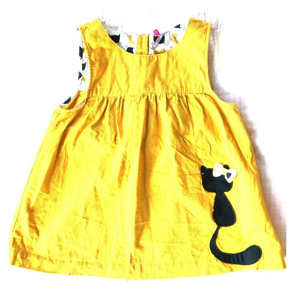 Cat design velvety dress